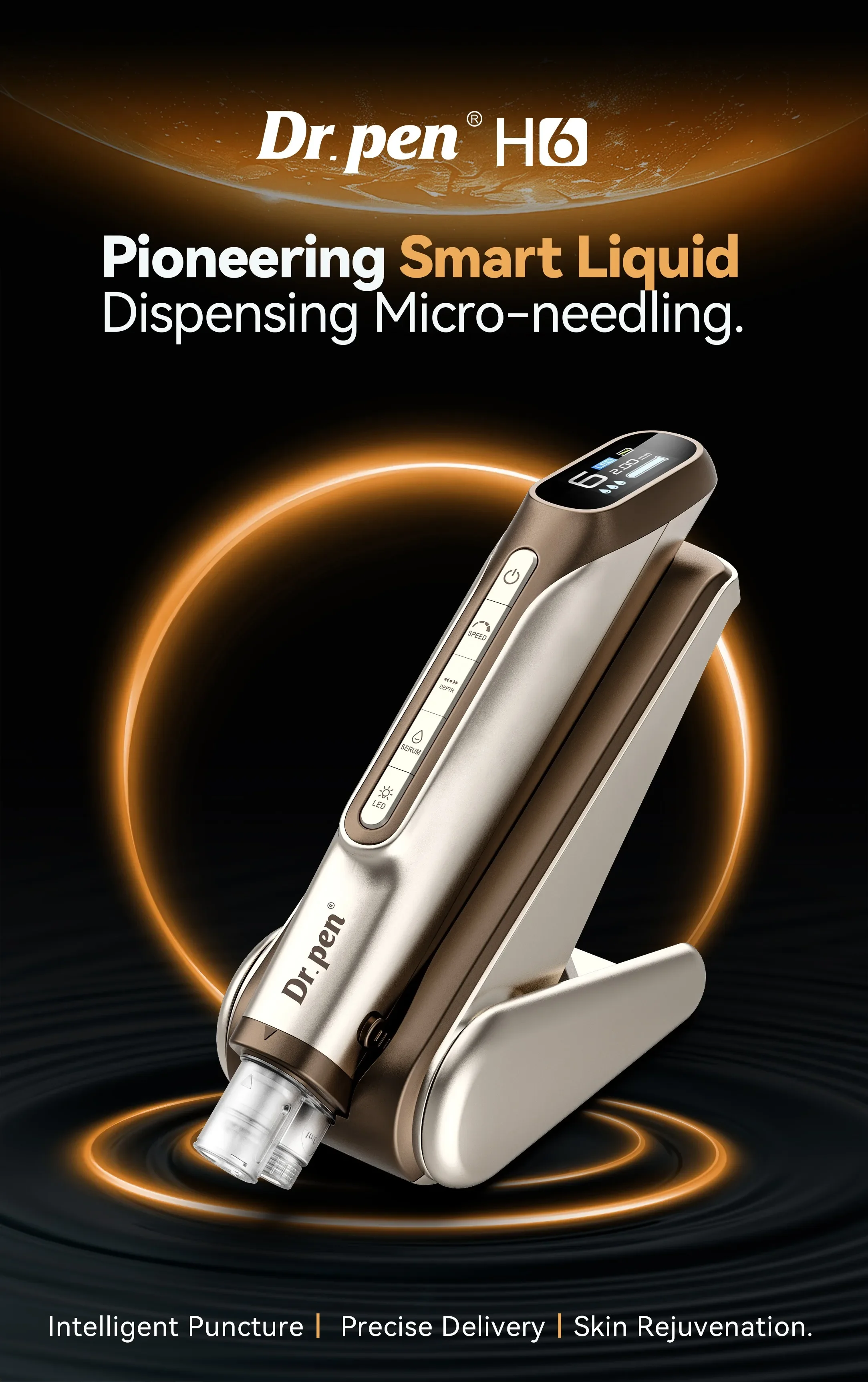 Dr. Pen H6 Newly Upgraded Dual Cartridge Design Intelligent Infusion Microneedling Pen Needle Length 0.25mm As a High-End Gift