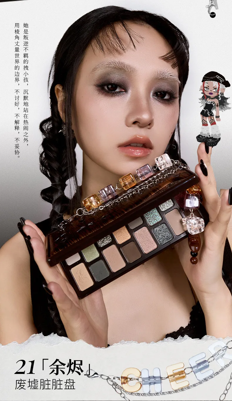 Cheeryep Qianyan 16 Color Eye Shadow Palette Pink Brown Cowboy Blue Multicolor Matte Pearl Smoky Eye Makeup Palette