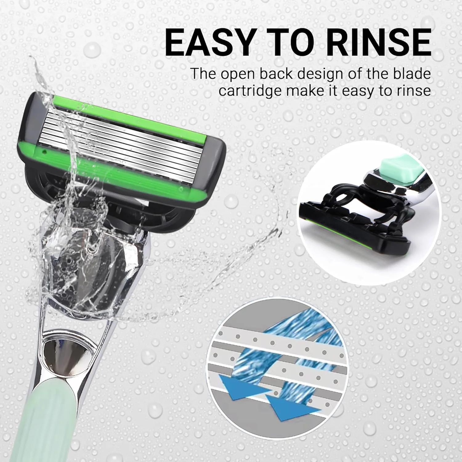 Green Men's Manual Razor Set 7-Layer Replaceable Blade Shaving Knife No Skin Damage Hair Removal Shaver for Smooth Skin
