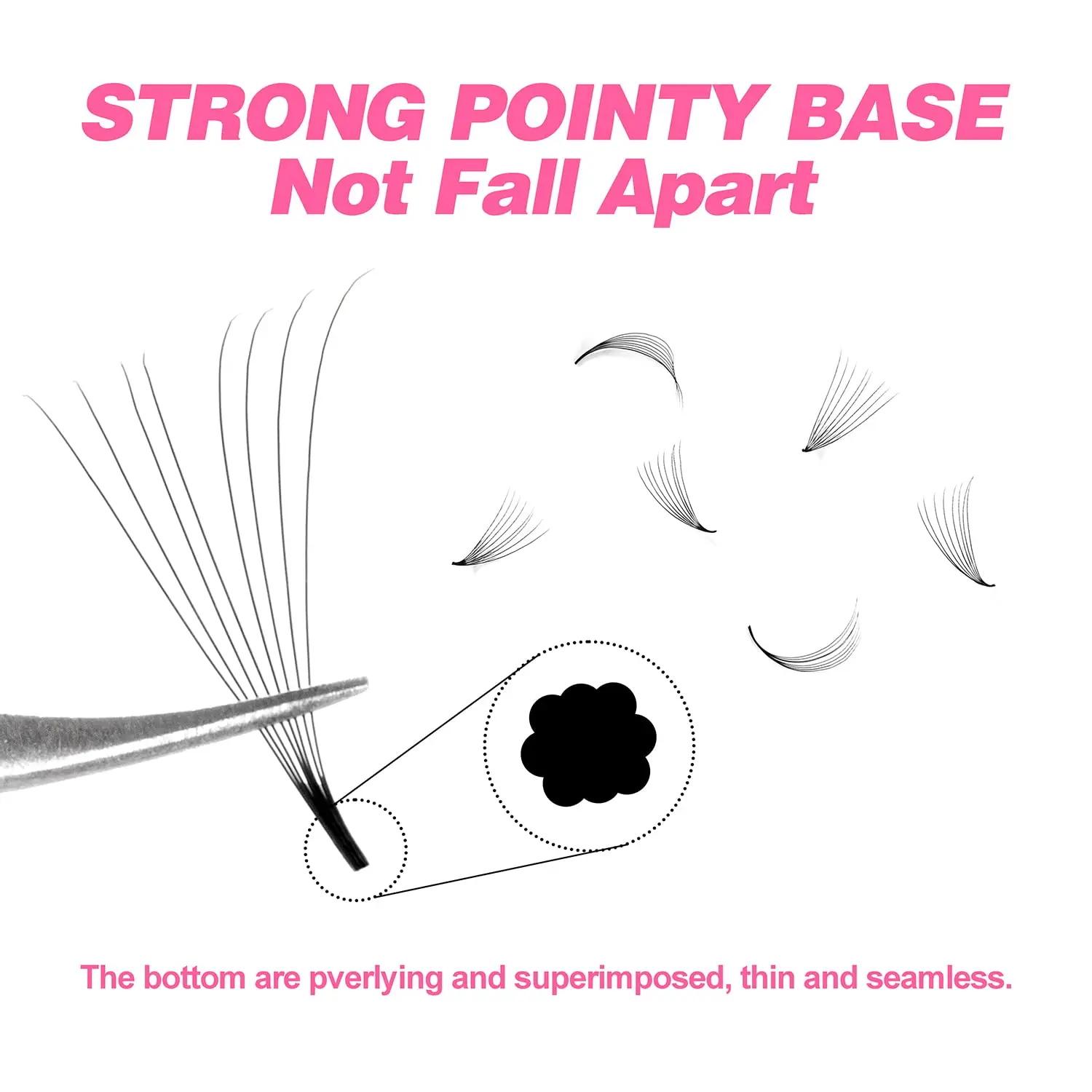 TDANCE 1500 Fans Loose Fans Slim Narrow Sharp Stem Pointy Base Loose Fans Medium Stem Thin Premade Volume Fans Eyelashes
