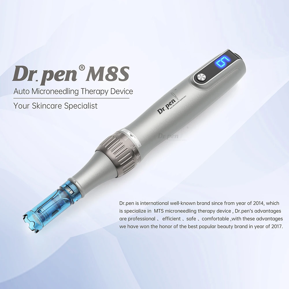 Authentic Dr. Pen M8S Microneedling Pen – 0.25mm Needles, 6 Speeds, Battery Display, Anti-Backflow Cartridges