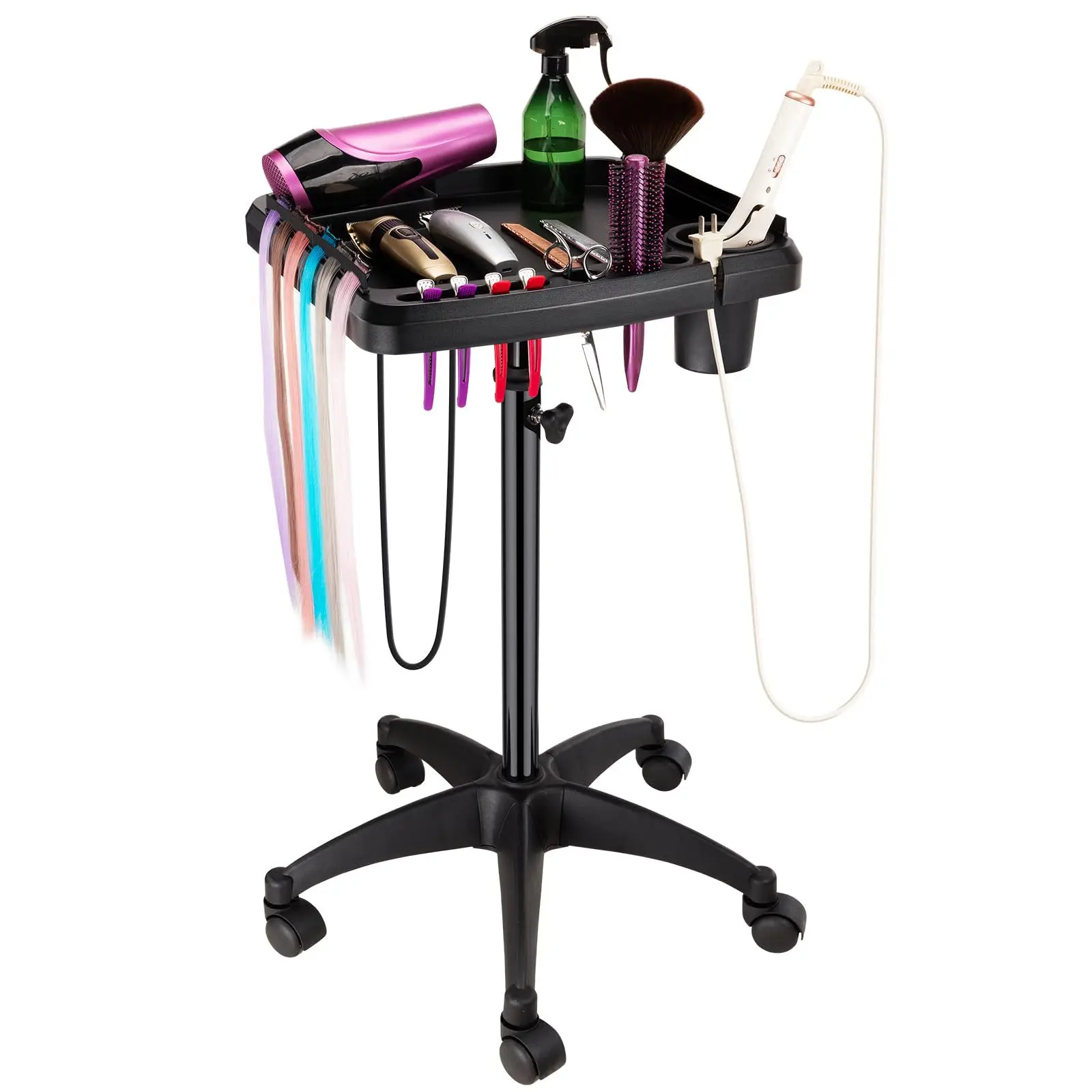 Stainless Steel Adjustable Height Trolley Rolling Cart Stand for Salon Medical SPA Clinic Service Cart Storage