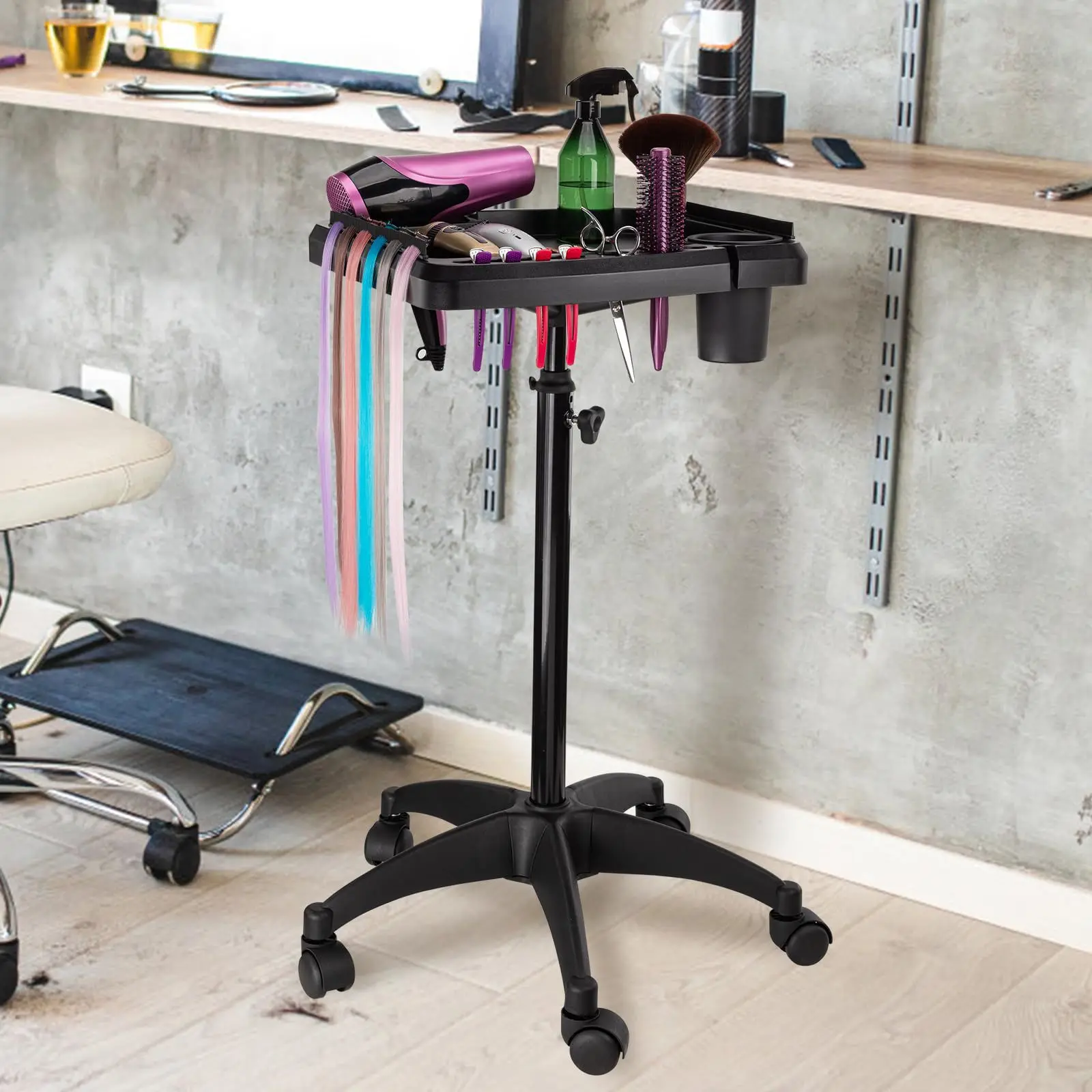Stainless Steel Adjustable Height Trolley Rolling Cart Stand for Salon Medical SPA Clinic Service Cart Storage