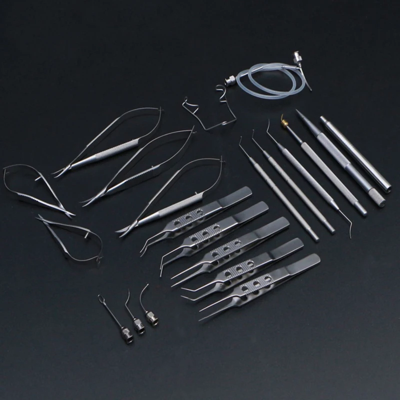 Ophthalmic instrument set needle holding suture corneal scissors ophthalmic forceps stainless steel titanium
