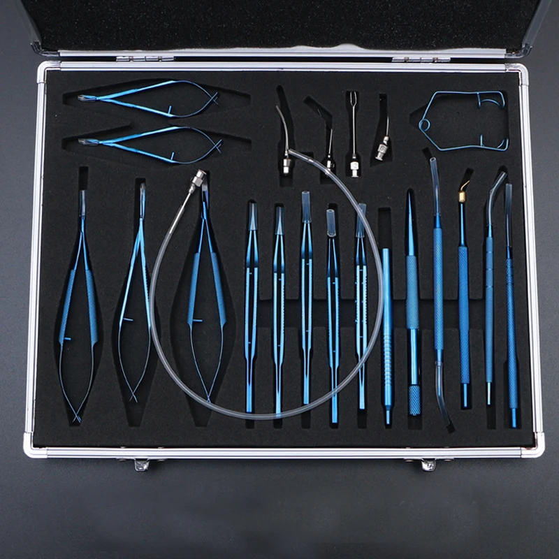 Ophthalmic instrument set needle holding suture corneal scissors ophthalmic forceps stainless steel titanium