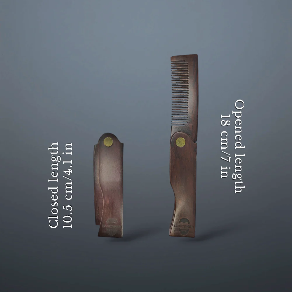 Gracemen Beard Kit - Retro Beard Brush & Premium Folding Comb & Stainless Steel Scissors Grooming Set for Men With Bag & PU Case