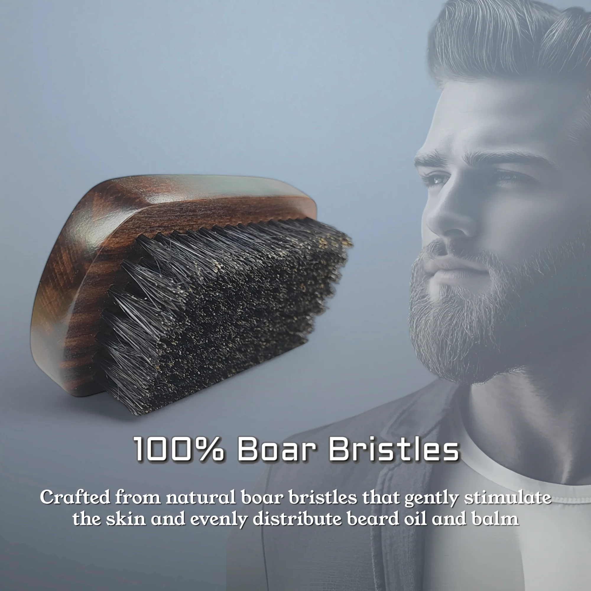 Gracemen Beard Kit - Retro Beard Brush & Premium Folding Comb & Stainless Steel Scissors Grooming Set for Men With Bag & PU Case