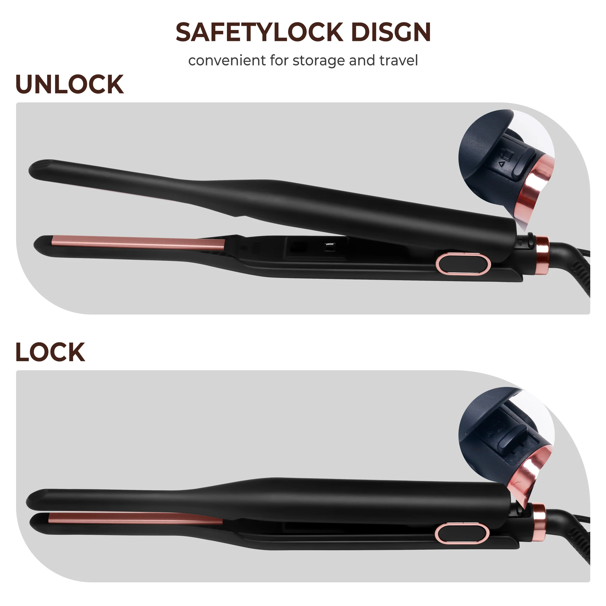 Small Flat Iron for Short Hair Pencil Flat Iron Mini Hair Straightener Ceramic Beard Straightener Tiny Hair Straightening Iron