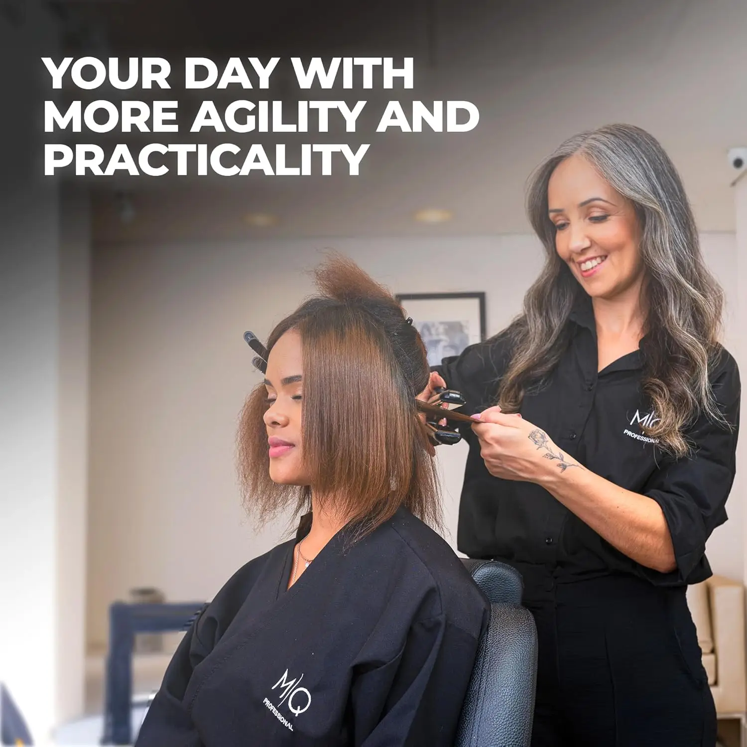 MQ Hair Straightening Titanium Flat Bivolt Iron 480°F Turbo Anatomic Design, Ultra-Smooth, Mirror Effect - 3 Passes