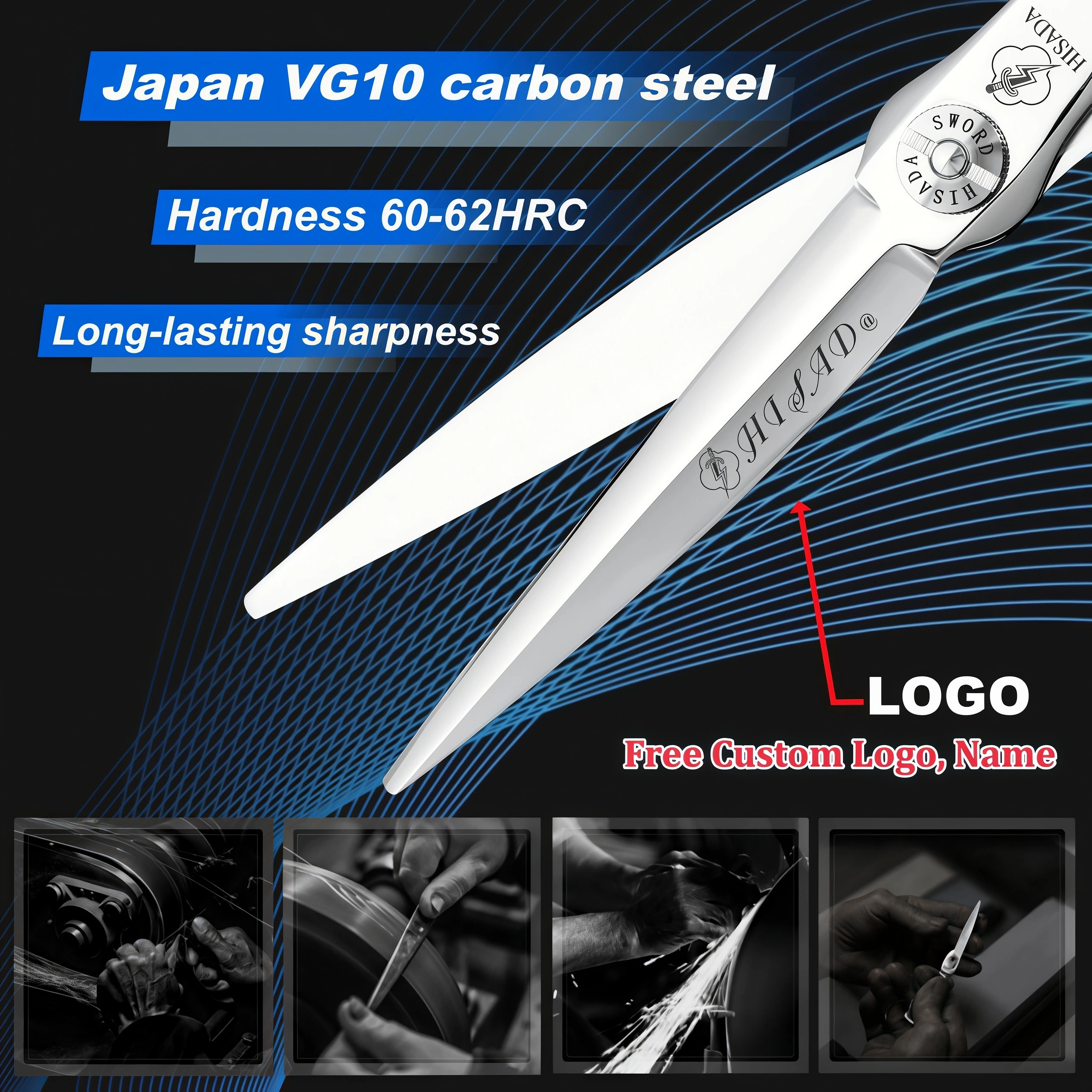 HISADA Hairdressing Scissors 6.0 Inch Scissors VG10 Material High End Salon Hair Cutting Professional Hairdressing Scissors