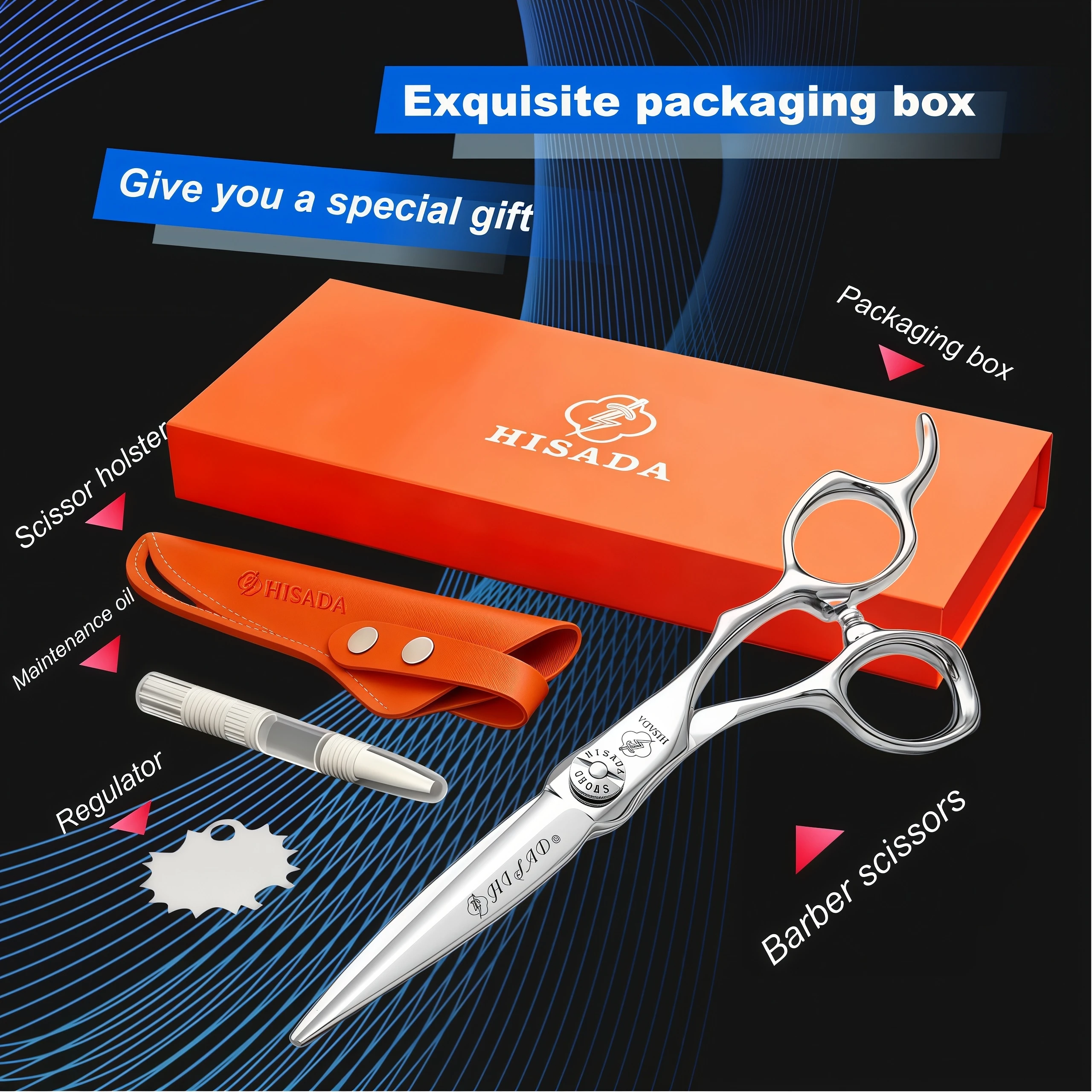 HISADA Hairdressing Scissors 6.0 Inch Scissors VG10 Material High End Salon Hair Cutting Professional Hairdressing Scissors