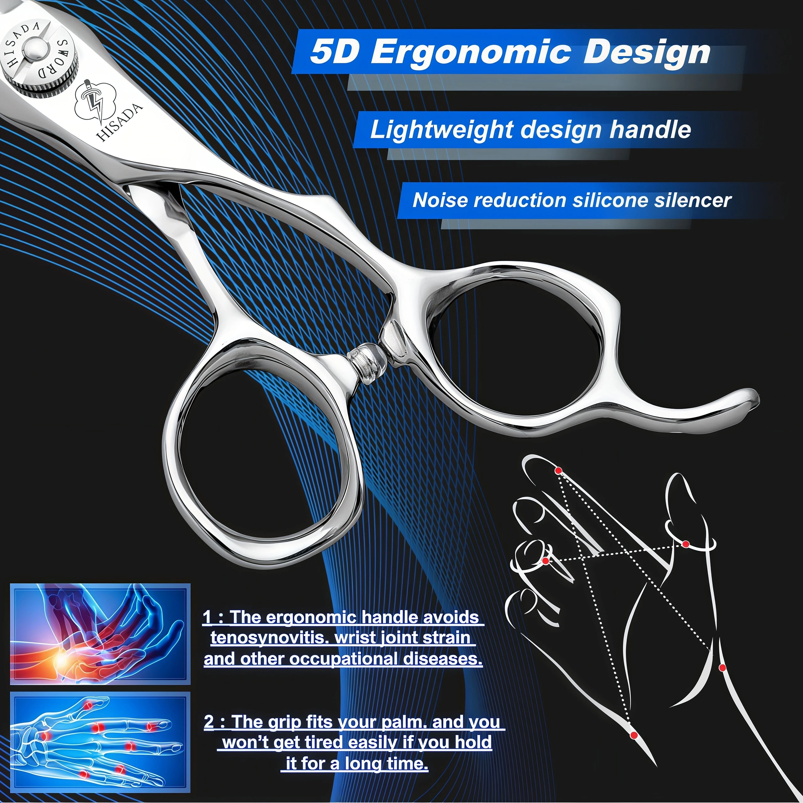 HISADA Hairdressing Scissors 6.0 Inch Scissors VG10 Material High End Salon Hair Cutting Professional Hairdressing Scissors