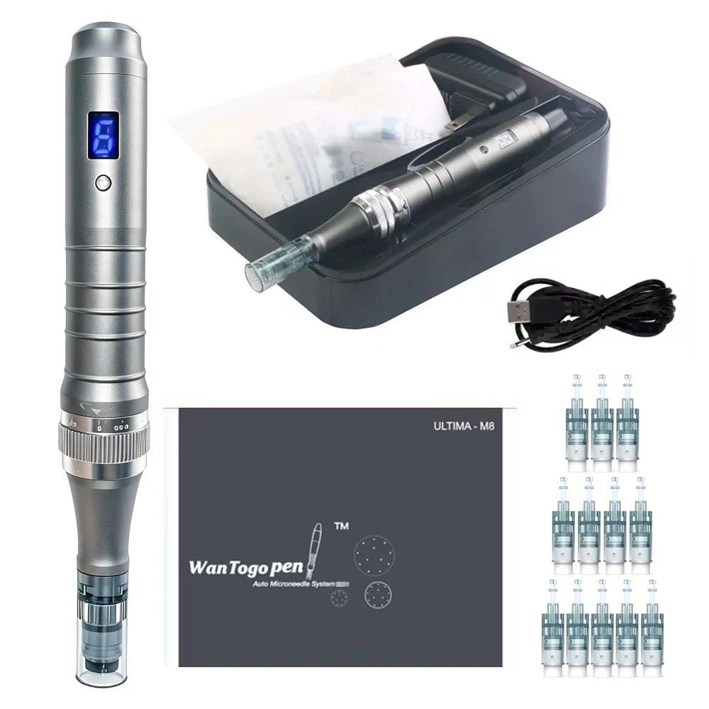DermaPen with 12pcs Cartridge for Home Use - 0.25mm Derma Roller Pen for Women Men
