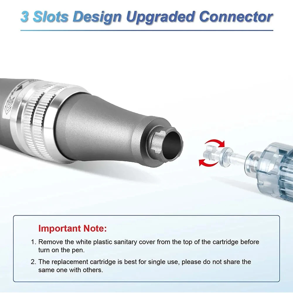 DermaPen with 12pcs Cartridge for Home Use - 0.25mm Derma Roller Pen for Women Men