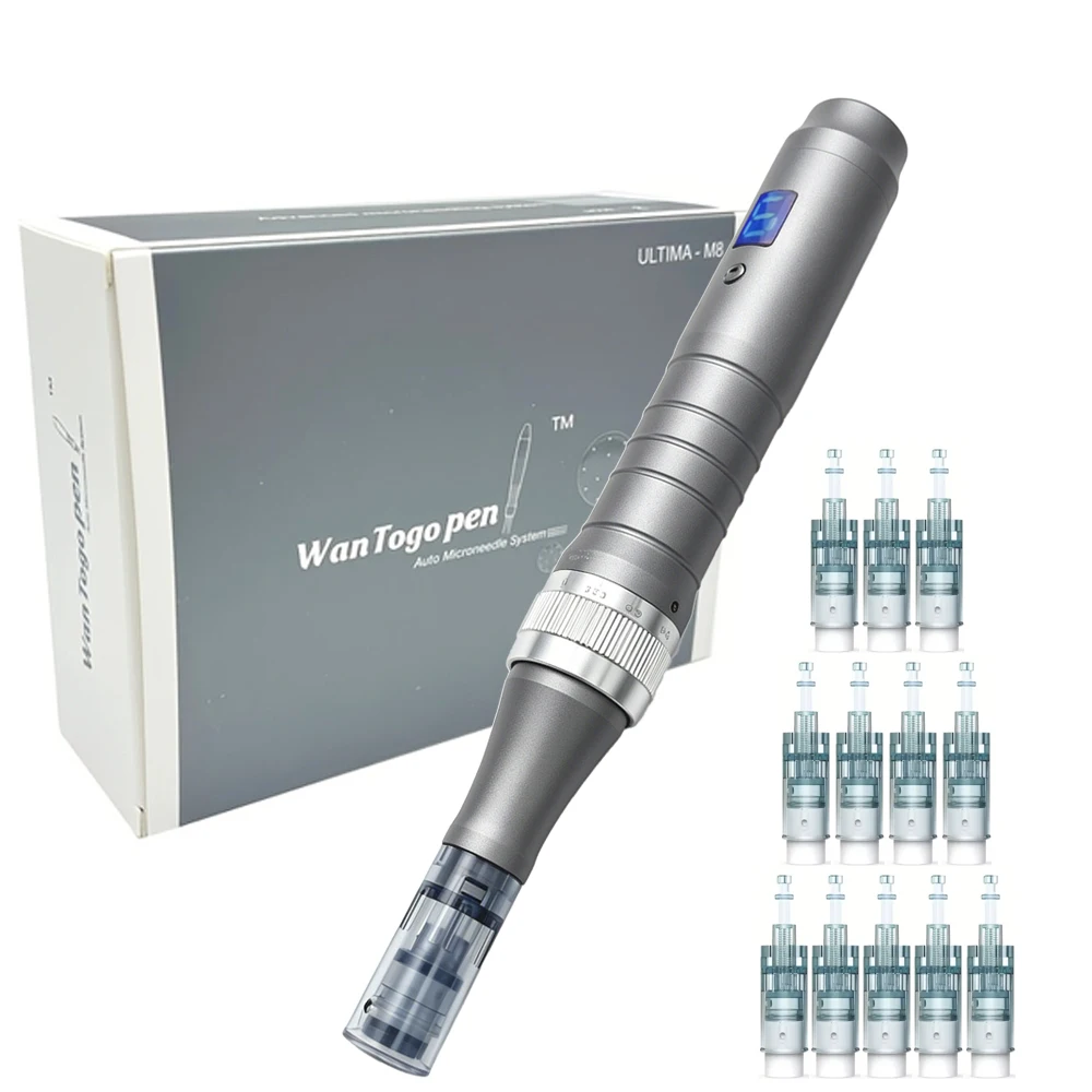 DermaPen with 12pcs Cartridge for Home Use - 0.25mm Derma Roller Pen for Women Men