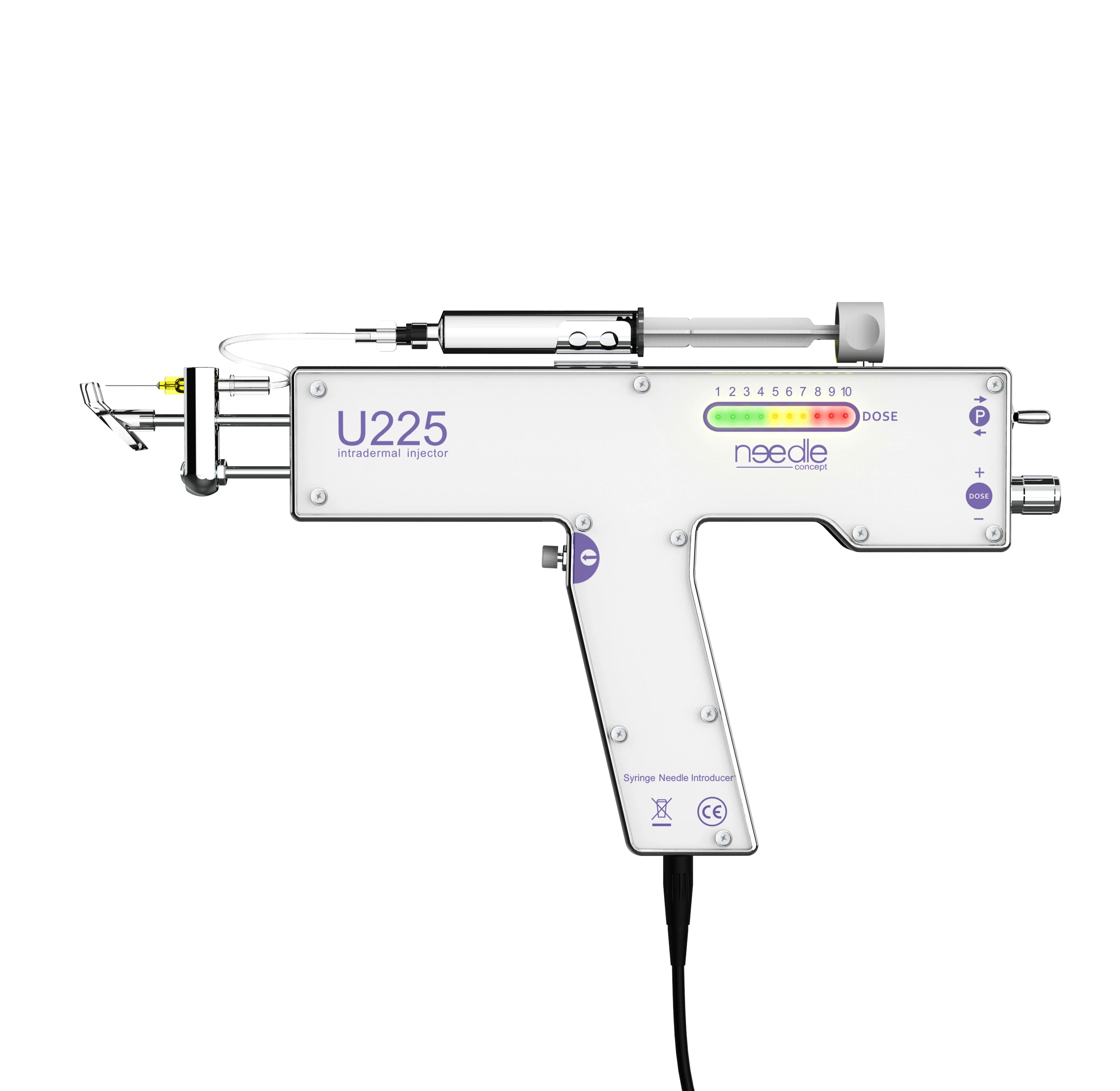 U225 Stainless Steel & Plastic Portable Mesotherapy Gun Needleless Anti-Aging Crystal Skin Scalp Face Rejuvenation