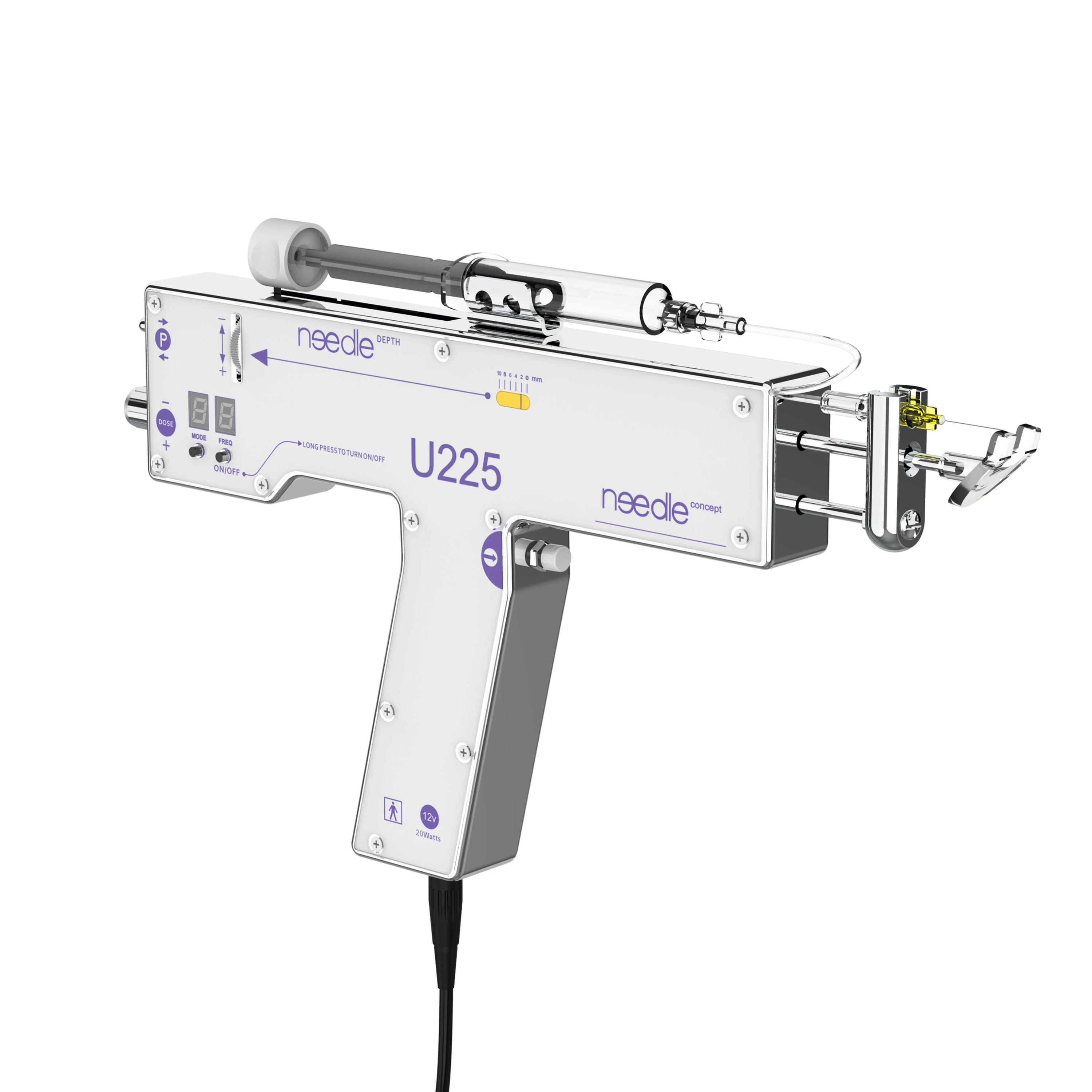 U225 Stainless Steel & Plastic Portable Mesotherapy Gun Needleless Anti-Aging Crystal Skin Scalp Face Rejuvenation