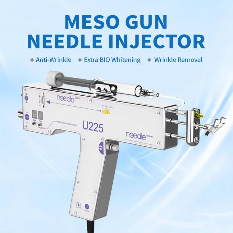 U225 Stainless Steel & Plastic Portable Mesotherapy Gun Needleless Anti-Aging Crystal Skin Scalp Face Rejuvenation