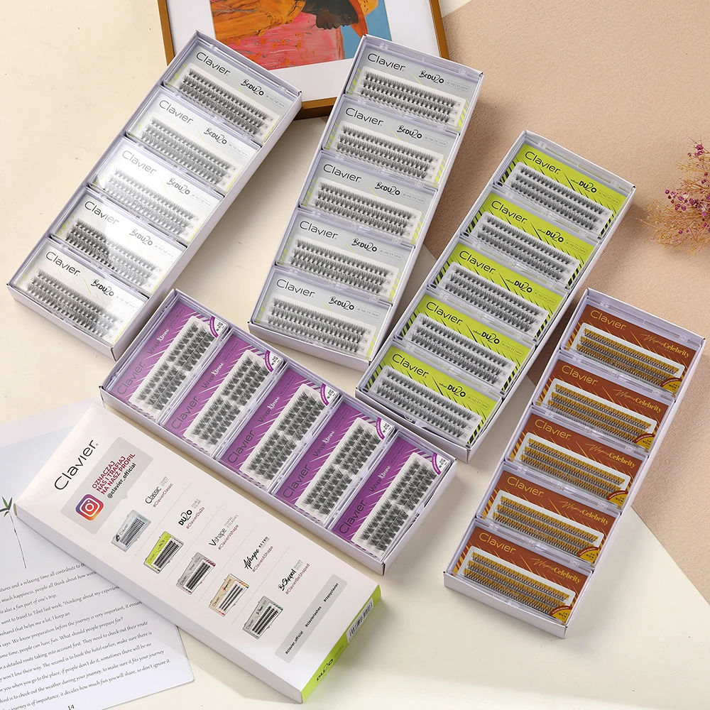 Clavier Vshape Eyelashes Set Natural Extension Appearance C-type Eyelash 10 Boxes Per Set Professional Makeup Individual Eyelash