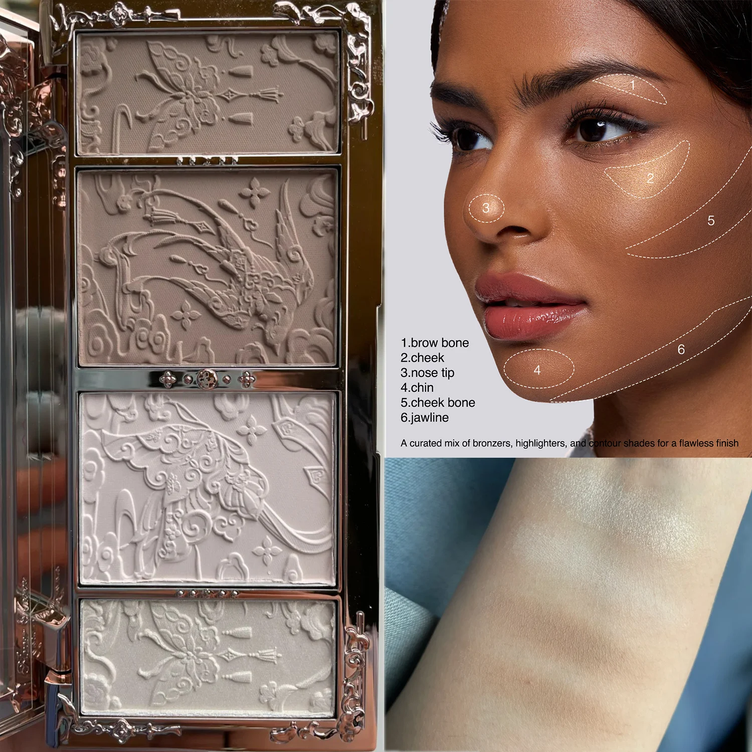 Flower Knows Chocolate Contour Palette Highlighter Face Sculpting Makeup Waterproof Long Lasting Bronzer Nose Vegan Beauty