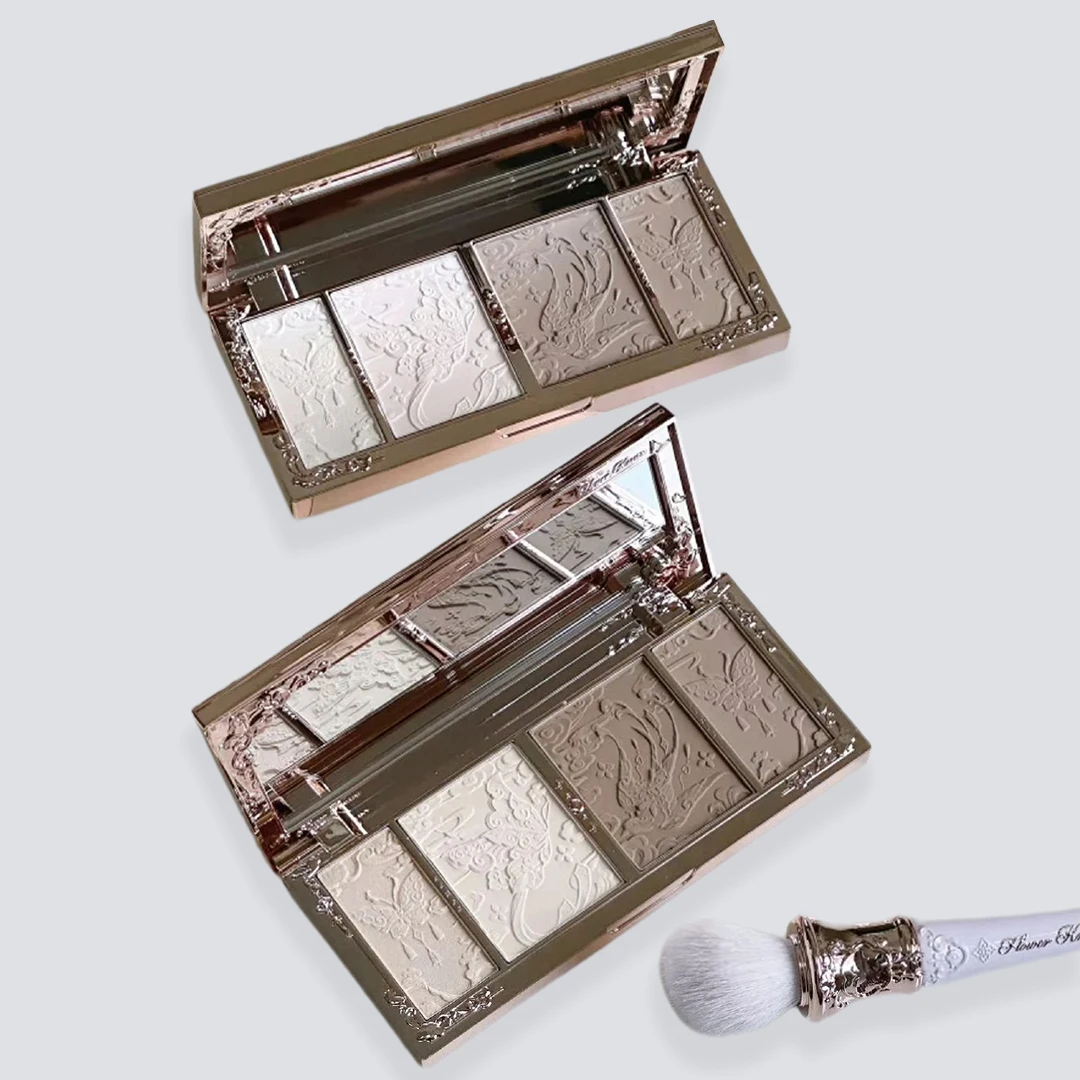Flower Knows Chocolate Contour Palette Highlighter Face Sculpting Makeup Waterproof Long Lasting Bronzer Nose Vegan Beauty