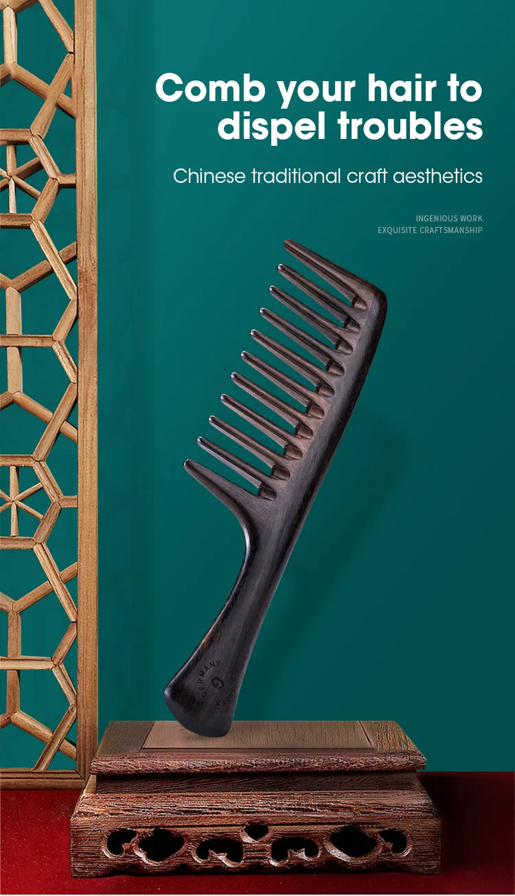 MR.GREEN Natural Wood Comb Wide Tooth Wet Hair Combs Anti-Static Styling Comb for Long Hair Head Acupuncture Point Massage