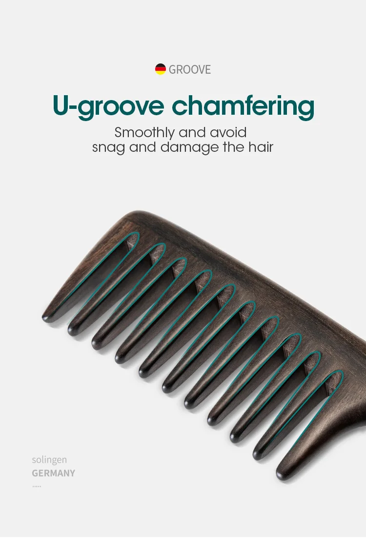 MR.GREEN Natural Wood Comb Wide Tooth Wet Hair Combs Anti-Static Styling Comb for Long Hair Head Acupuncture Point Massage