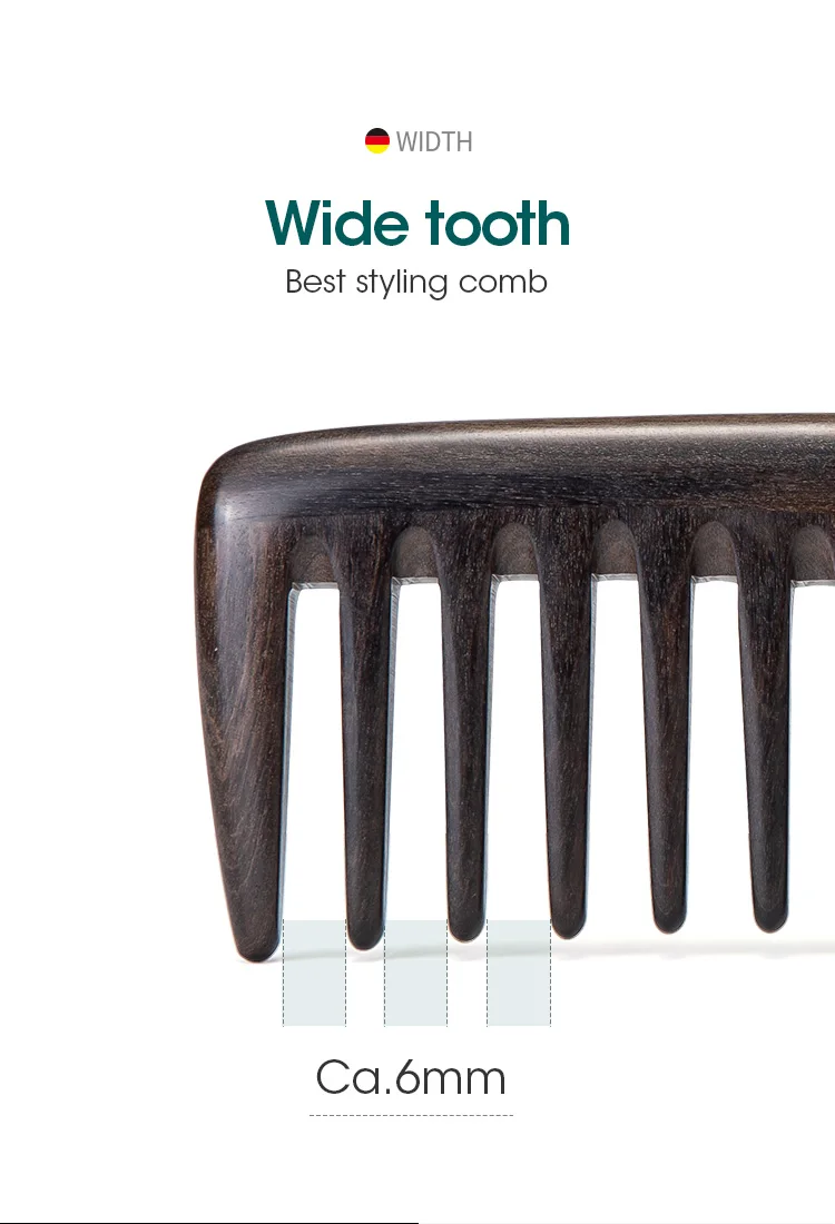 MR.GREEN Natural Wood Comb Wide Tooth Wet Hair Combs Anti-Static Styling Comb for Long Hair Head Acupuncture Point Massage