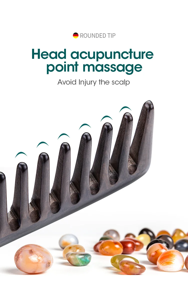 MR.GREEN Natural Wood Comb Wide Tooth Wet Hair Combs Anti-Static Styling Comb for Long Hair Head Acupuncture Point Massage