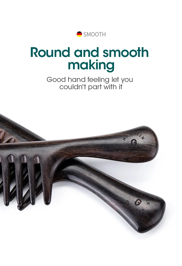 MR.GREEN Natural Wood Comb Wide Tooth Wet Hair Combs Anti-Static Styling Comb for Long Hair Head Acupuncture Point Massage