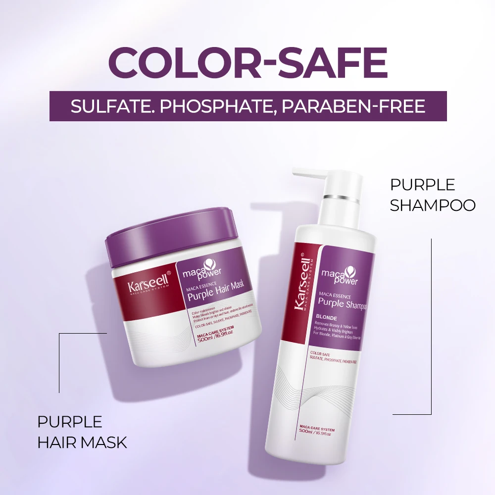Karseell Purple Hair Mask Purple Shampoo Professional Neutralizes Brass Yellow Tones For Blonde Silver Gray Highlighted Hair