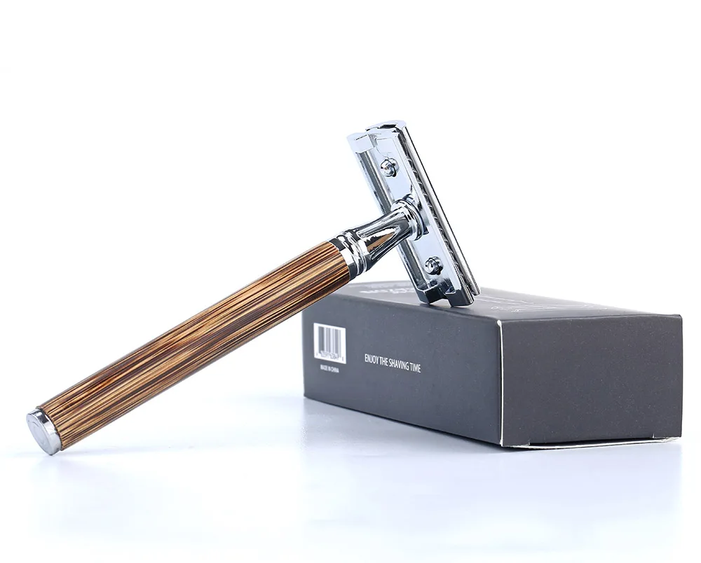 Men Safety Shaving Razor Natural Bamboo Handle Double Edge Comb Head Classic Manual Shaver Classic Mens Shaving Blade Set
