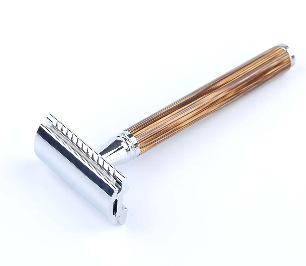 Men Safety Shaving Razor Natural Bamboo Handle Double Edge Comb Head Classic Manual Shaver Classic Mens Shaving Blade Set