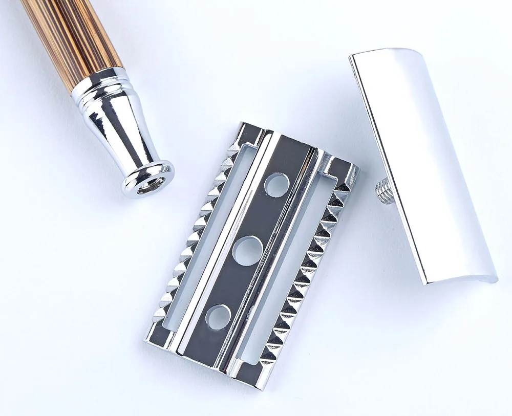 Men Safety Shaving Razor Natural Bamboo Handle Double Edge Comb Head Classic Manual Shaver Classic Mens Shaving Blade Set