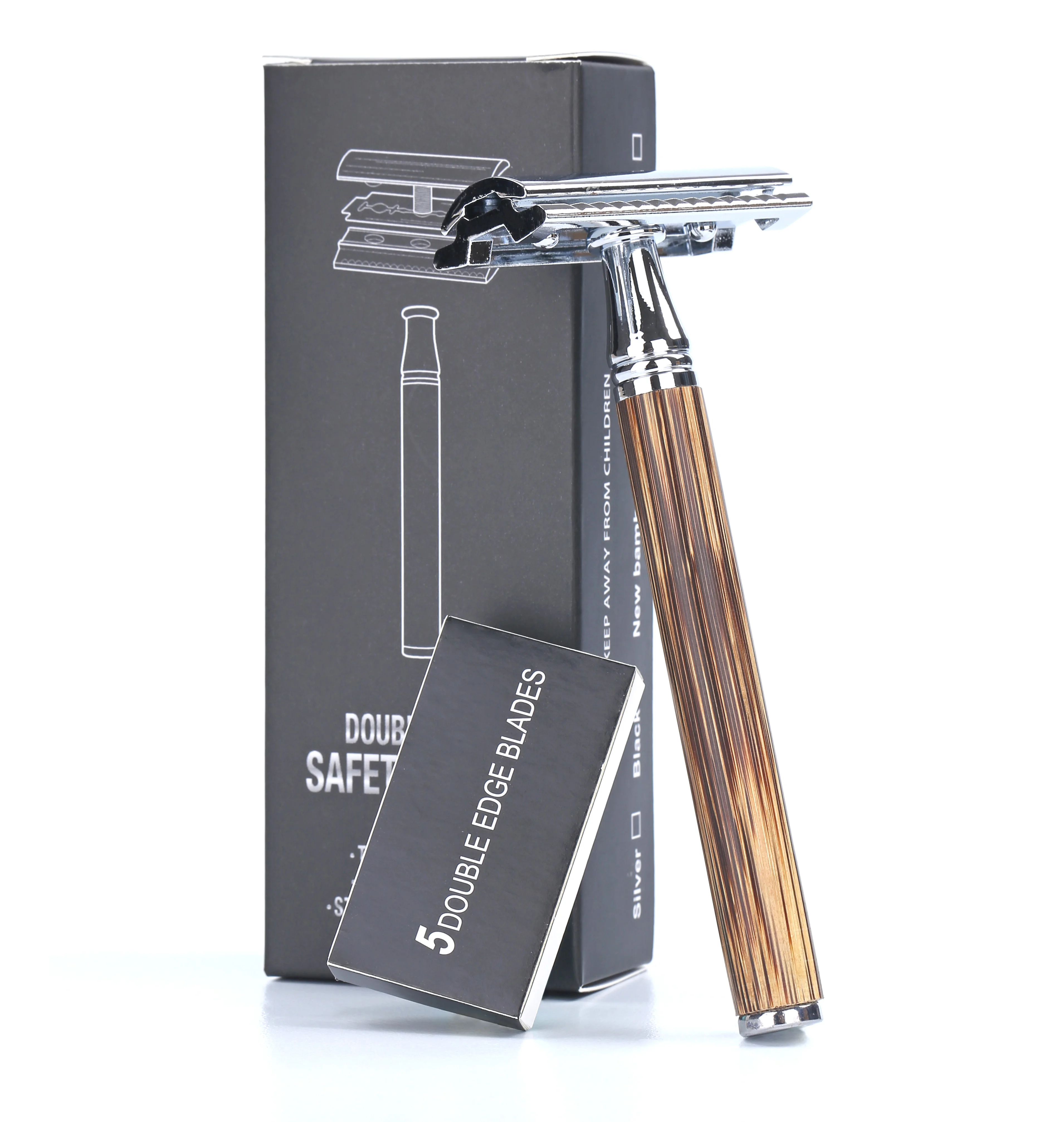Men Safety Shaving Razor Natural Bamboo Handle Double Edge Comb Head Classic Manual Shaver Classic Mens Shaving Blade Set