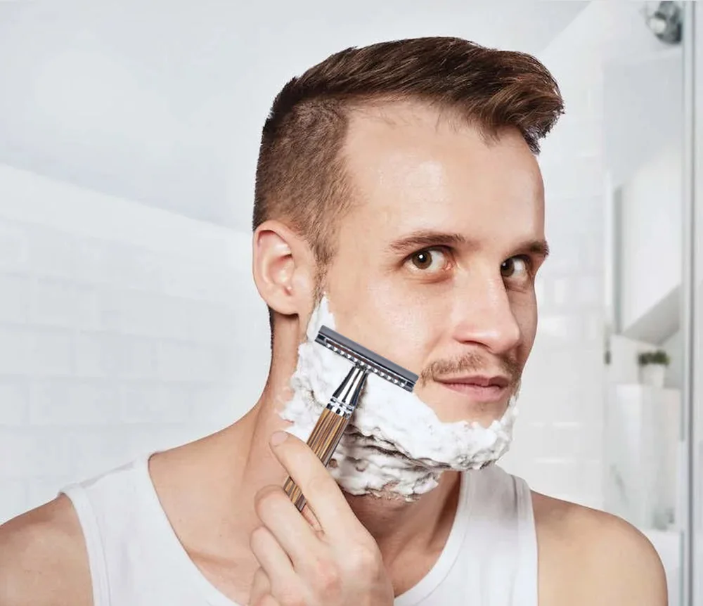 Men Safety Shaving Razor Natural Bamboo Handle Double Edge Comb Head Classic Manual Shaver Classic Mens Shaving Blade Set