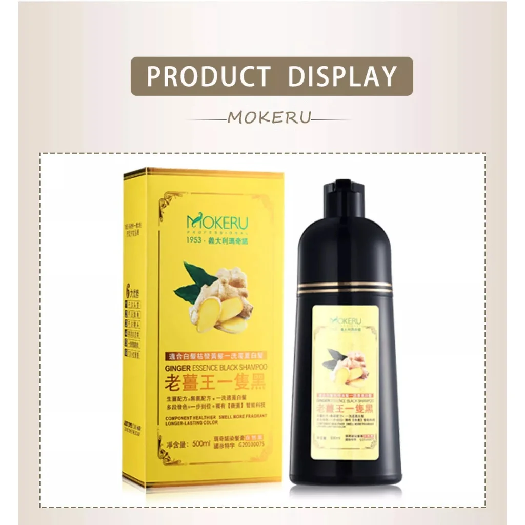 Mokeru Long Lasting Permanent Hair Color Natrual Ginger Hair Dye Black Shampoo for Women and Men Fast Beatuy Health Products