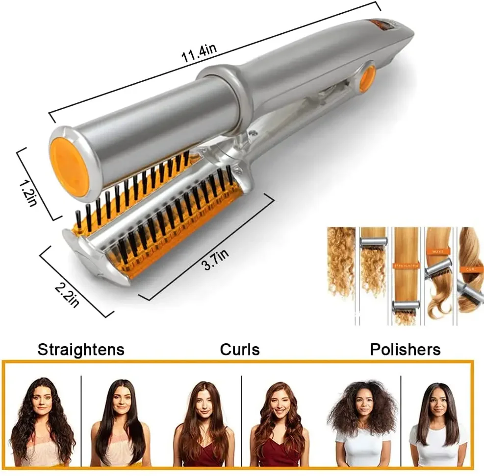 Hair Curling Iron Max 2-Way Rotating Hair Curler 2 In 1 Electric Heating Straightening Hair Curler Brushes Instyler Professional