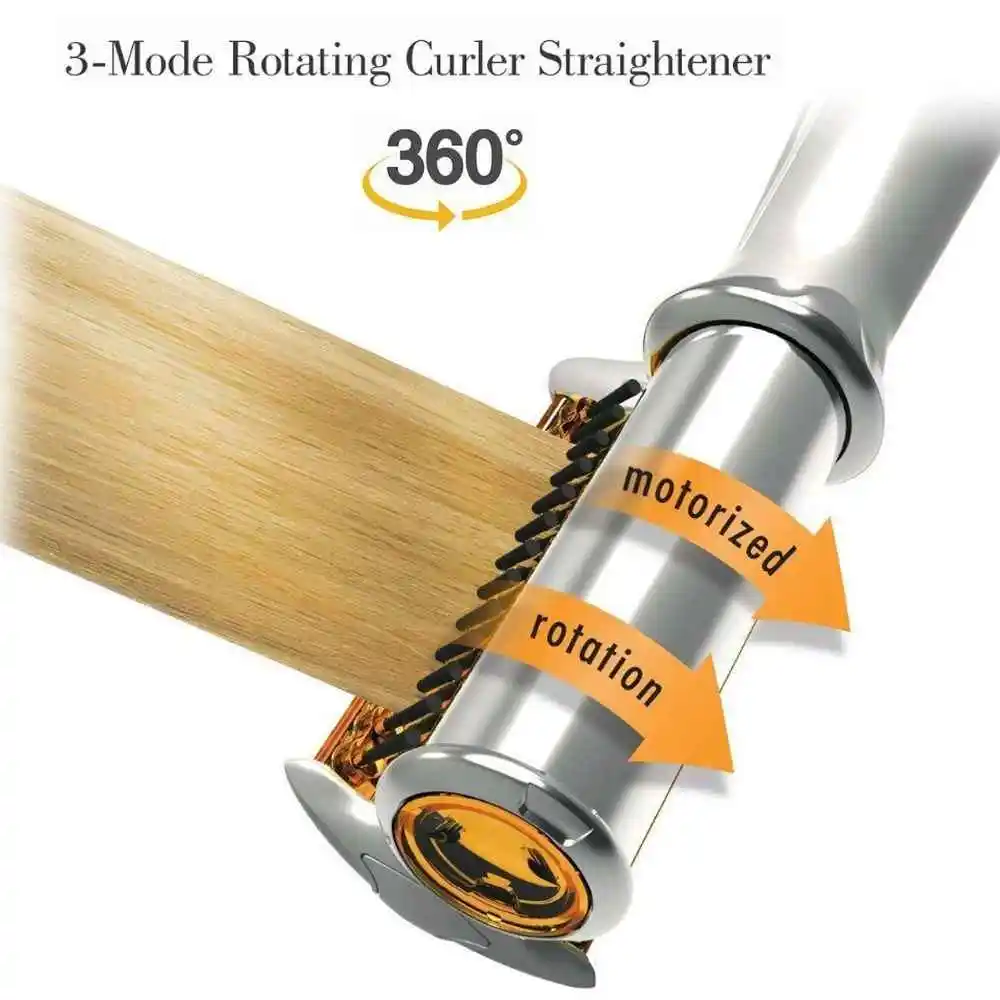 Hair Curling Iron Max 2-Way Rotating Hair Curler 2 In 1 Electric Heating Straightening Hair Curler Brushes Instyler Professional