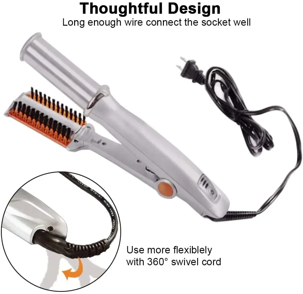Hair Curling Iron Max 2-Way Rotating Hair Curler 2 In 1 Electric Heating Straightening Hair Curler Brushes Instyler Professional