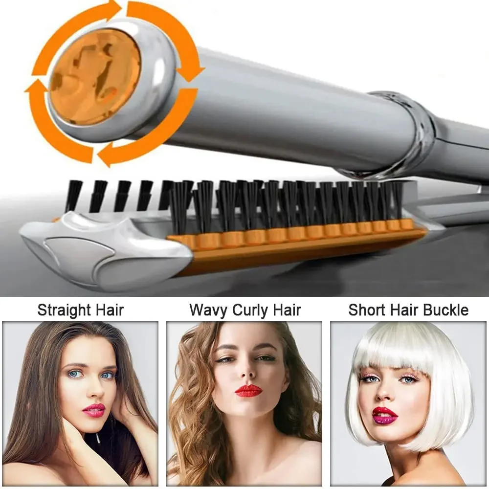 Hair Curling Iron Max 2-Way Rotating Hair Curler 2 In 1 Electric Heating Straightening Hair Curler Brushes Instyler Professional