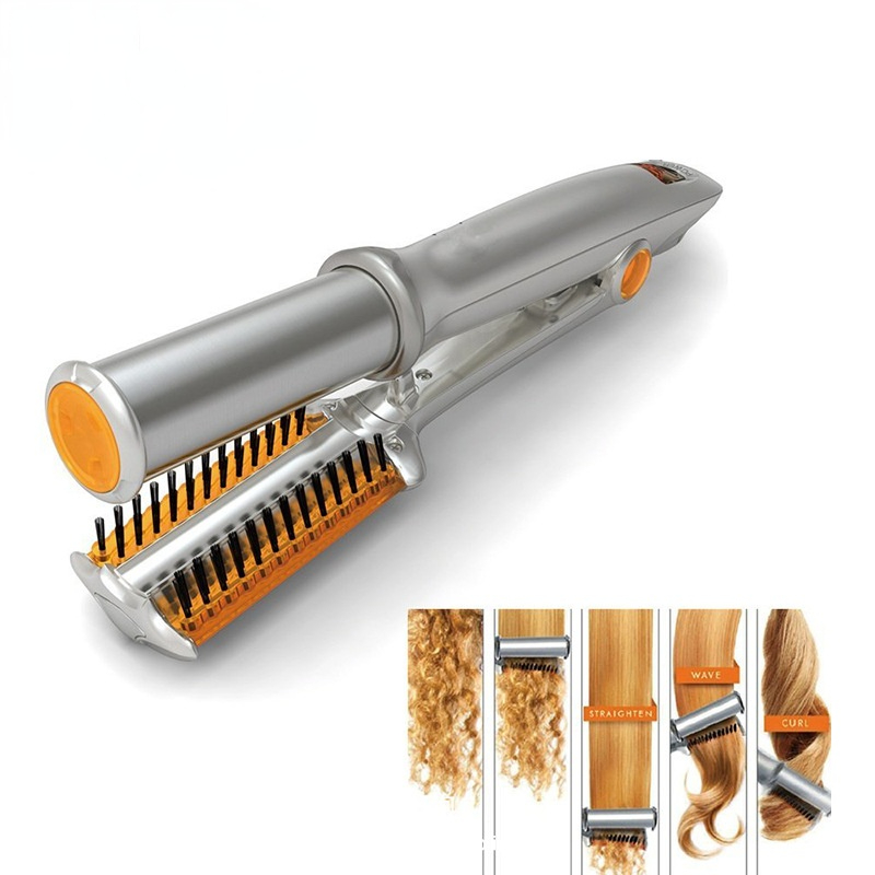 Hair Curling Iron Max 2-Way Rotating Hair Curler 2 In 1 Electric Heating Straightening Hair Curler Brushes Instyler Professional