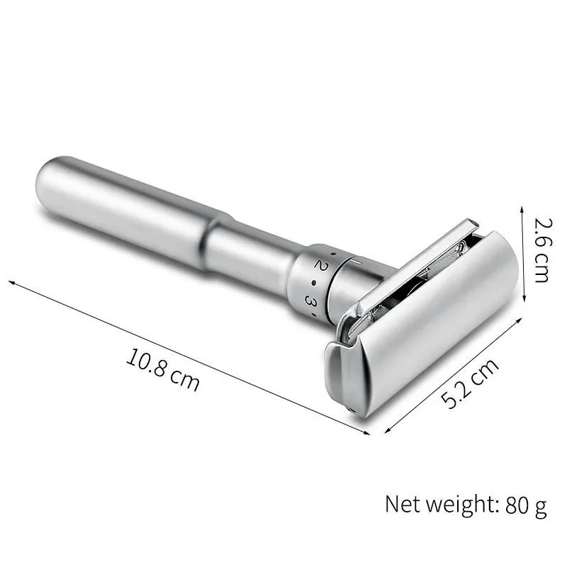Mingshi Adjustable Safety Razor Double Edge Classic Men Shaving Mild to Aggressive 1-6 File Hair Removal Shaver It with 5 Blades