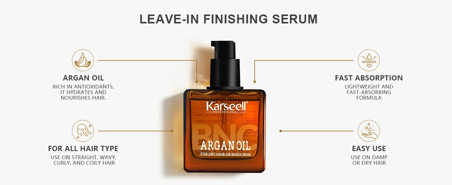 Karseell BNC Lightweight Argan Oil Hair Treatment for Dry Damaged And Frizzy Hair Leave-In Hair Oil for Color-Treated Bleached
