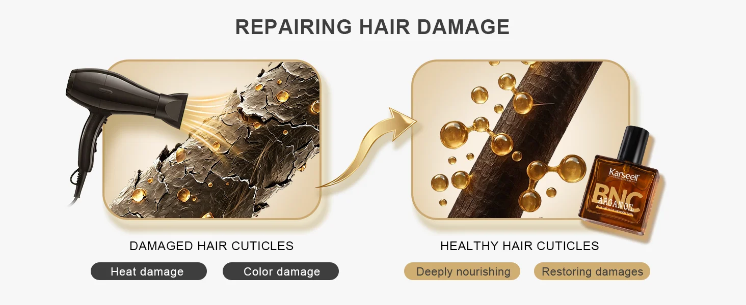 Karseell BNC Lightweight Argan Oil Hair Treatment for Dry Damaged And Frizzy Hair Leave-In Hair Oil for Color-Treated Bleached