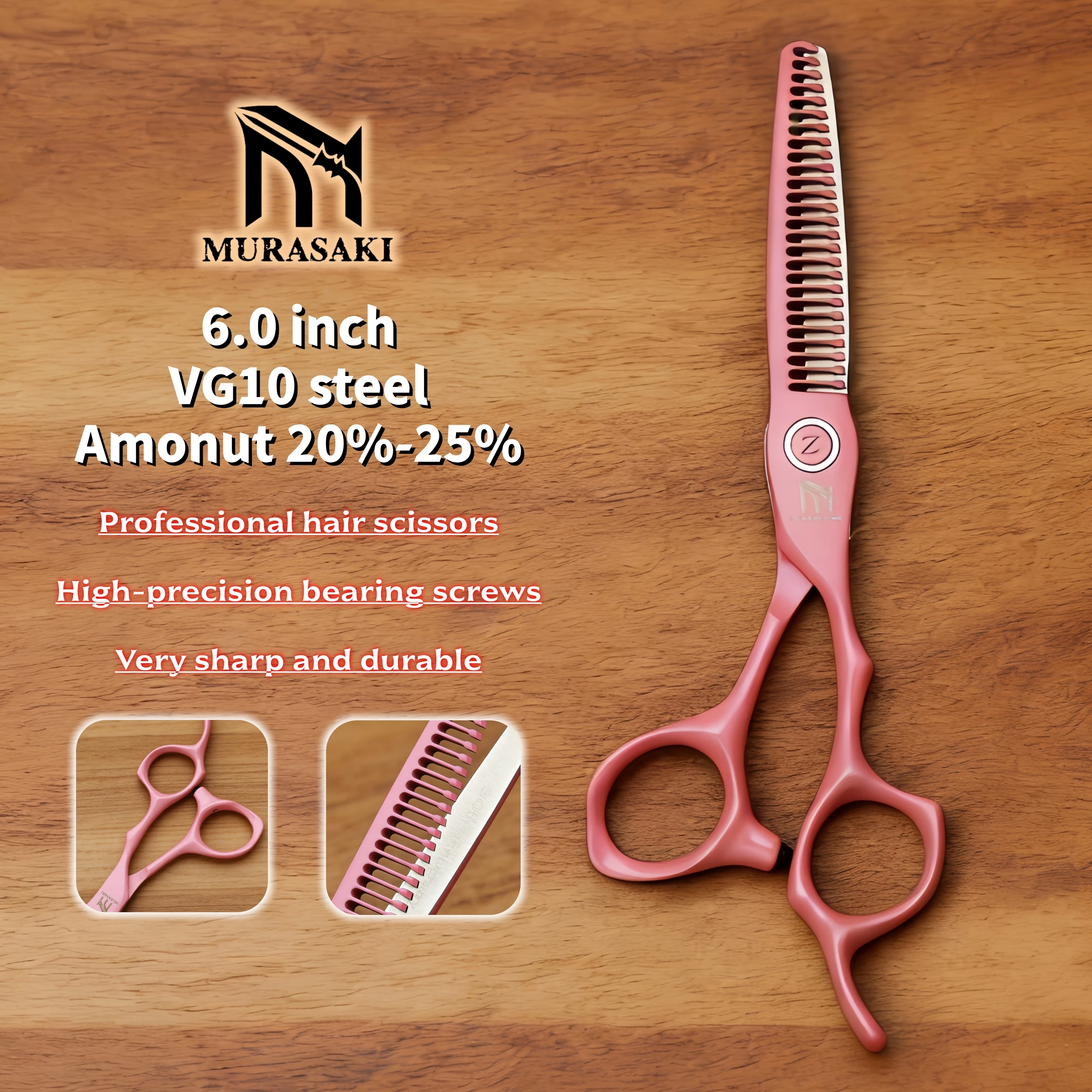 MURASAKI 6.2 inch Hairdressing Scissors, Japanese VG10 Steel Professional Barber Shears, Salon High Quality Hair Cutting Machine