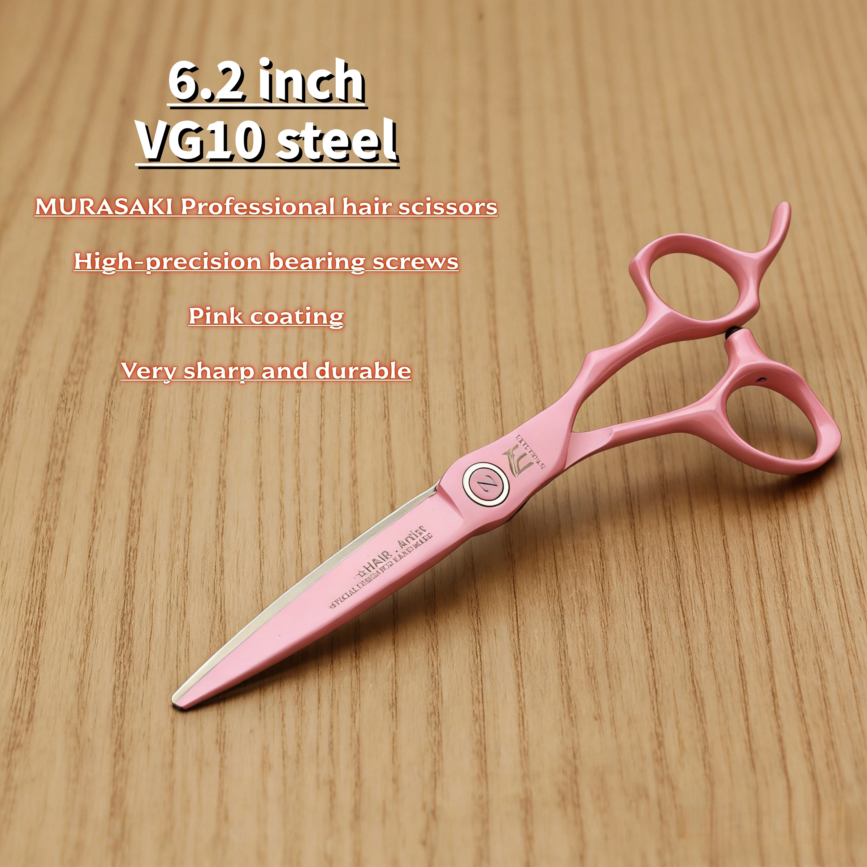 MURASAKI 6.2 inch Hairdressing Scissors, Japanese VG10 Steel Professional Barber Shears, Salon High Quality Hair Cutting Machine