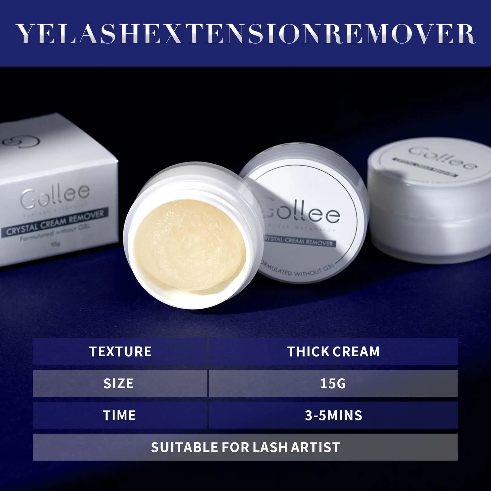 Gollee Eyelash Extension Remover New Formula 1Min Fast Dissolve No Damage to Natural Lash Professional Adhesive Remover Supplies