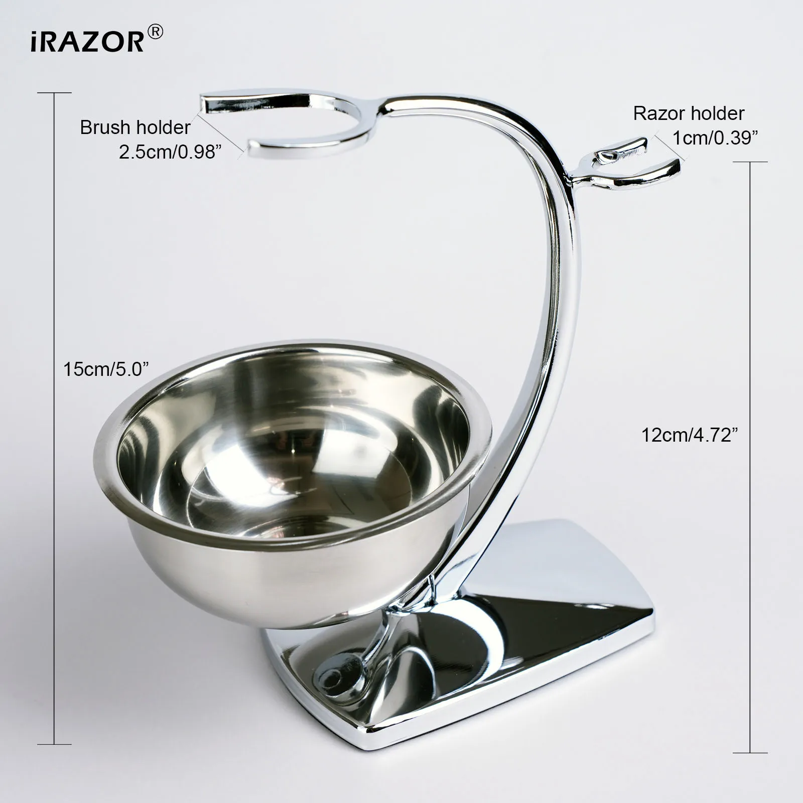 iRAZOR Shaving Bowl and Stand Set with Magnetic Base - 304 Steel Bowl & Chrome Plated Alloy Stand,Fit Most Razors and Brushes