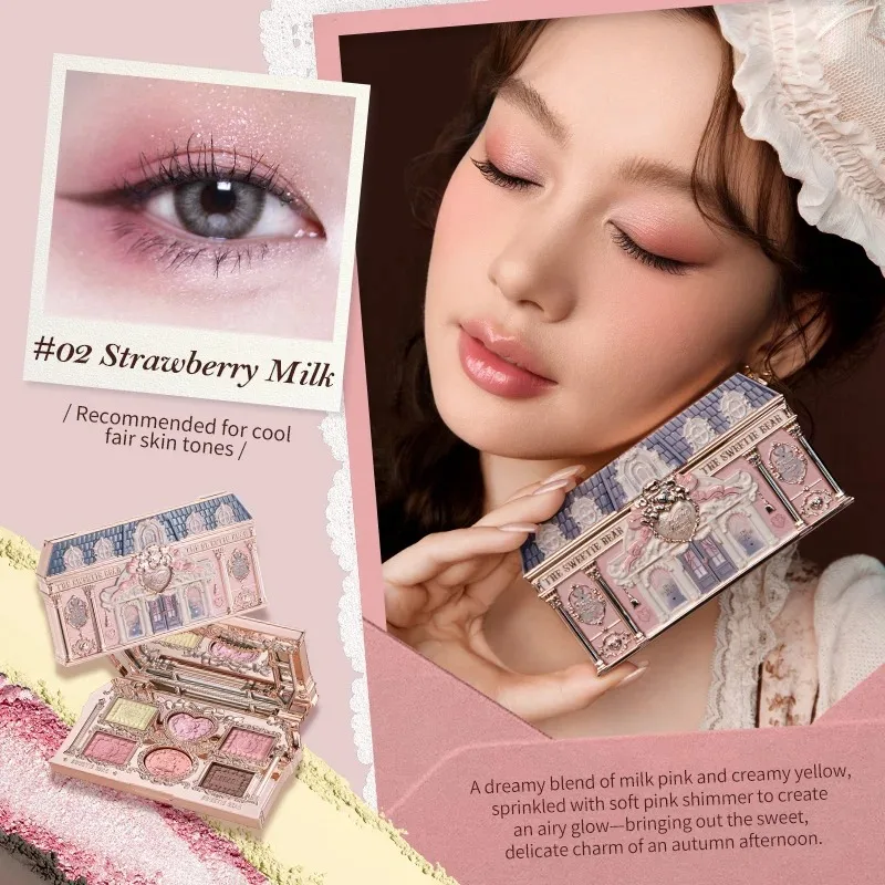 Flower Knows Makeup Kit Sweetie Bear Concealer Palette Silk Satin Blusher Lip Jelly Mirror Hair Clip Makeup Bag Mini Powder Set